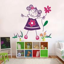 Children's decorative vinyl girl with flowers