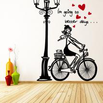 Decorative vinyl romantic women bike English 913