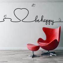 Decorative vinyl texts decorate walls Be Happy