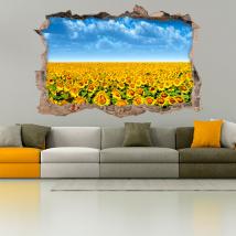 3D hollow wall vinyls sunflowers