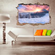 Vinyl 3D sunset snow capped mountains