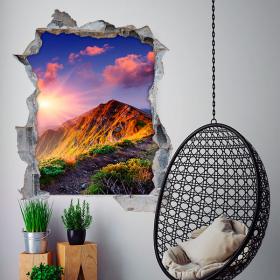 Vinyl 3D mountains and sunset