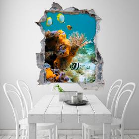 3D fish and corals from the sea vinyl