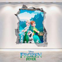 Vinyl Disney Anna and Elsa Frozen hole 3D wall