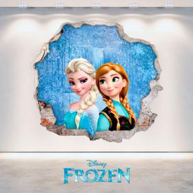 Disney vinyl Frozen Anna and Elsa hole 3D wall