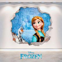 Disney vinyl Frozen Anna and Olaf hole 3D wall