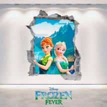 Disney vinyl Frozen Elsa and Anna 3D hole wall