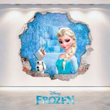 Disney vinyl Frozen Elsa and Olaf 3D hole wall