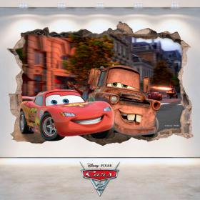 Adhesives 3D hole wall Disney Cars 2