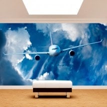 Airplane photo wall murals in the sky