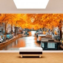 Amsterdam photo wall murals in autumn