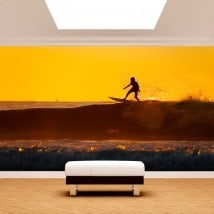 Surfer photo wall murals in the wave