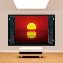 Windows 3D Sun sunset sea