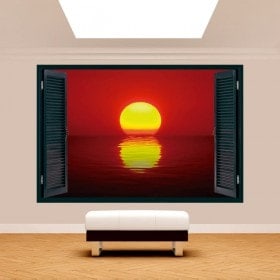 Windows 3D Sun sunset sea