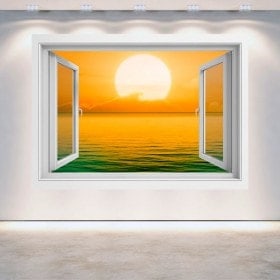 Windows 3D sunset on the sea