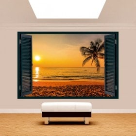 Windows 3D Palm tree Sunset Beach