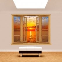 Windows 3D sea Sun sunset