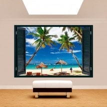 3dwindow Palm trees on the beach