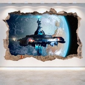 3D vinyl hole wall spaceship science fiction Scifi