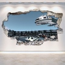 Vinyl wall-broken space station 3D Scifi English 5226