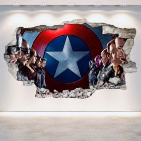 Vinyl Captain America wall broken 3D