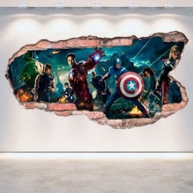 Vinyl wall broken 3D Captain America