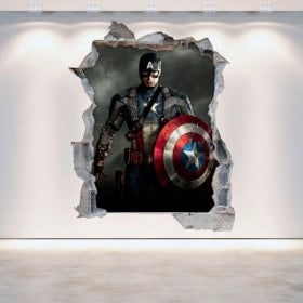 Vinyl wall rotating Captain America 3D