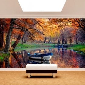 Photo wall murals boat on the Lake