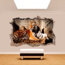 Vinyl wall broken 3D Tiger