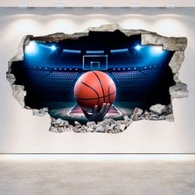 Vinyl basketball broken 3D wall