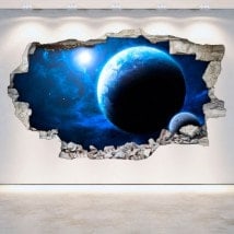 Vinyl wall rotating planets space 3D