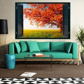 3D tree window autumn
