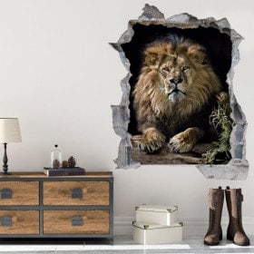 Vinyl 3D lion hole wall