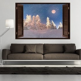 Windows 3D Moon winter snowy mountains