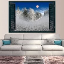 Vinyl Windows Moon in the snowy mountains