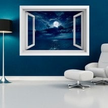 Vinyl windows 3D moon over the sea