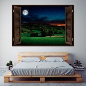 Windows vinyl 3D full moon in the field