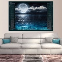 Windows in vinyl 3D Moon and sea