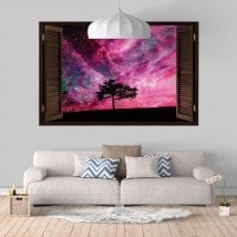 Vinyl windows 3D tree sky star