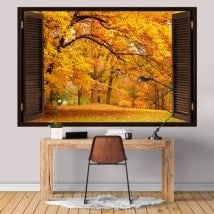 Windows in vinyl 3D trees autumn