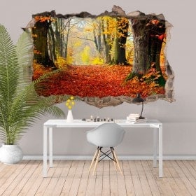 3D vinyl hole wall trees nature