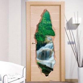 Door stickers waterfalls nature 3D