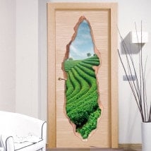 Door stickers tea plantation 3D