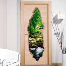 Vinyl doors Brook in forest 3D