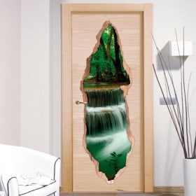 Vinyl doors waterfalls nature 3D