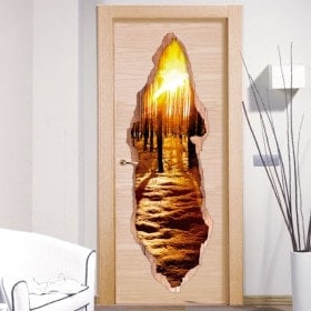 Doors vinyl sunset forest 3D