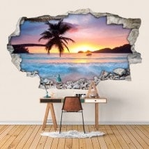 Vinyl 3D sunset on the beach English 6007