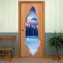 Vinyls for doors 3D snowy mountains