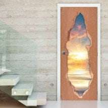 3D doors vinyl sunset on the sea