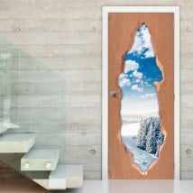 3D snowy mountains door vinyl